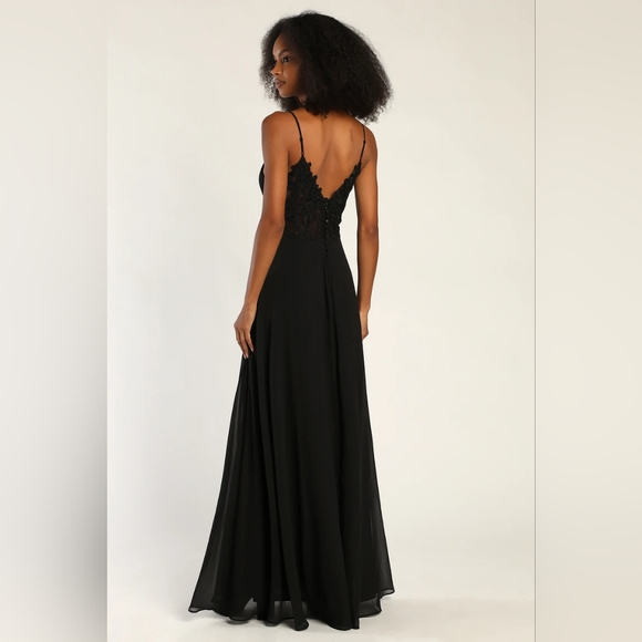 Romantic Ways Black Lace Button Back Maxi Dress - Picture 3 of 5